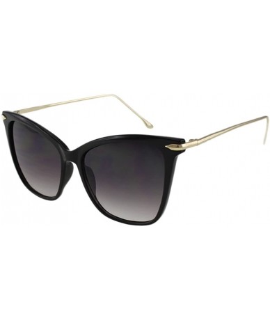 Square Milan - Retro Cateye Sunglasses with Microfiber Pouch - Black / Smoke - CM187RKC0OR $22.81