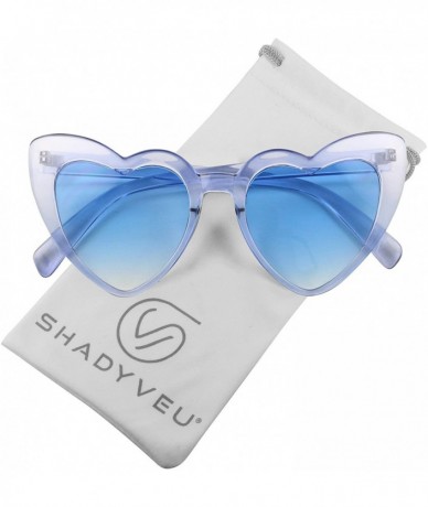 Cat Eye Oversized Heart Shaped Candy Colorful Love High Tip Round Sunglasses - Blue Frame / Blue Lens - CB18QGSQSAT $18.88