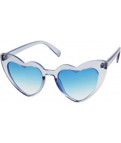 Cat Eye Oversized Heart Shaped Candy Colorful Love High Tip Round Sunglasses - Blue Frame / Blue Lens - CB18QGSQSAT $18.88