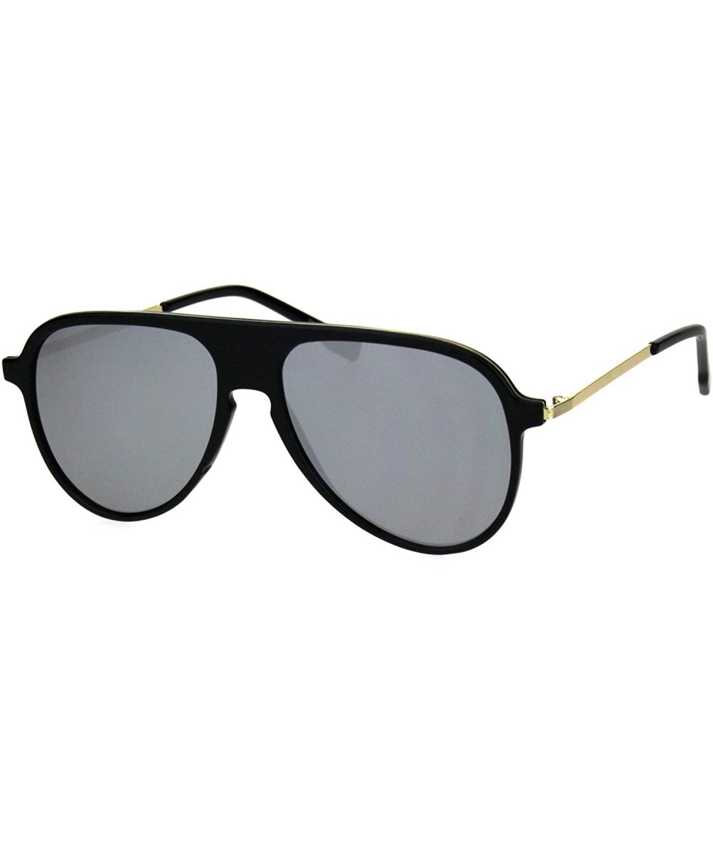 Sport Mens Flat Top Plastic Racer Keyhole Mod Sunglasses - Black Silver Mirror - CX18HKLXD55 $23.17