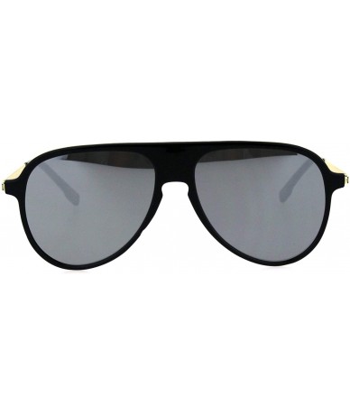 Sport Mens Flat Top Plastic Racer Keyhole Mod Sunglasses - Black Silver Mirror - CX18HKLXD55 $23.17