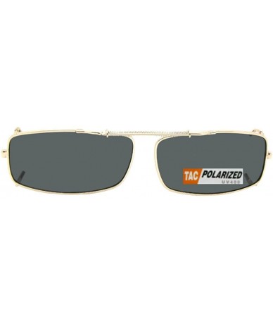 Rectangular Extra Skinny Rectangle Shape Polarized Clip on Sunglasses - Gold Frame-polarized Gray Lens - C8180TROSYD $30.87