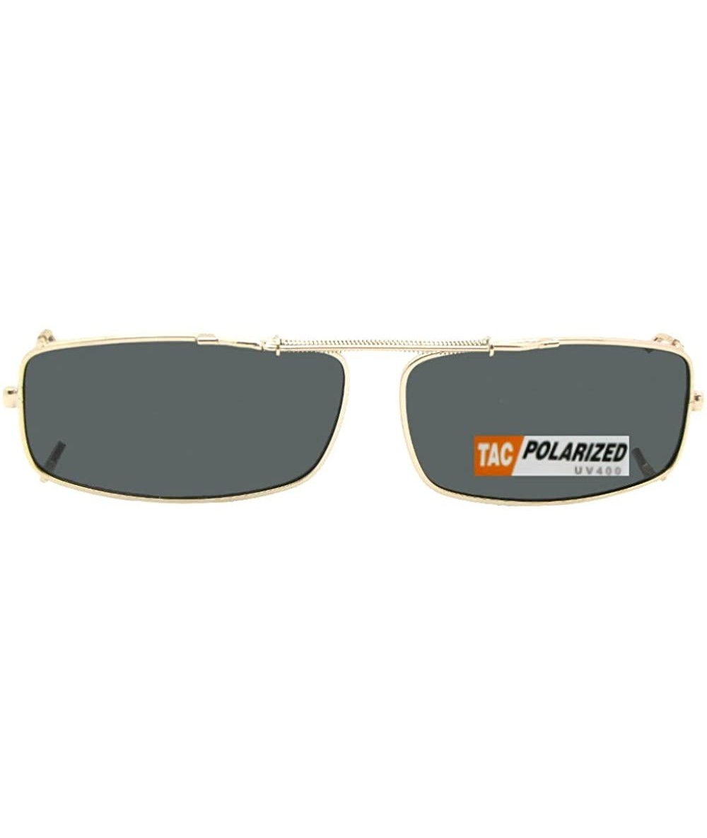 Rectangular Extra Skinny Rectangle Shape Polarized Clip on Sunglasses - Gold Frame-polarized Gray Lens - C8180TROSYD $30.87