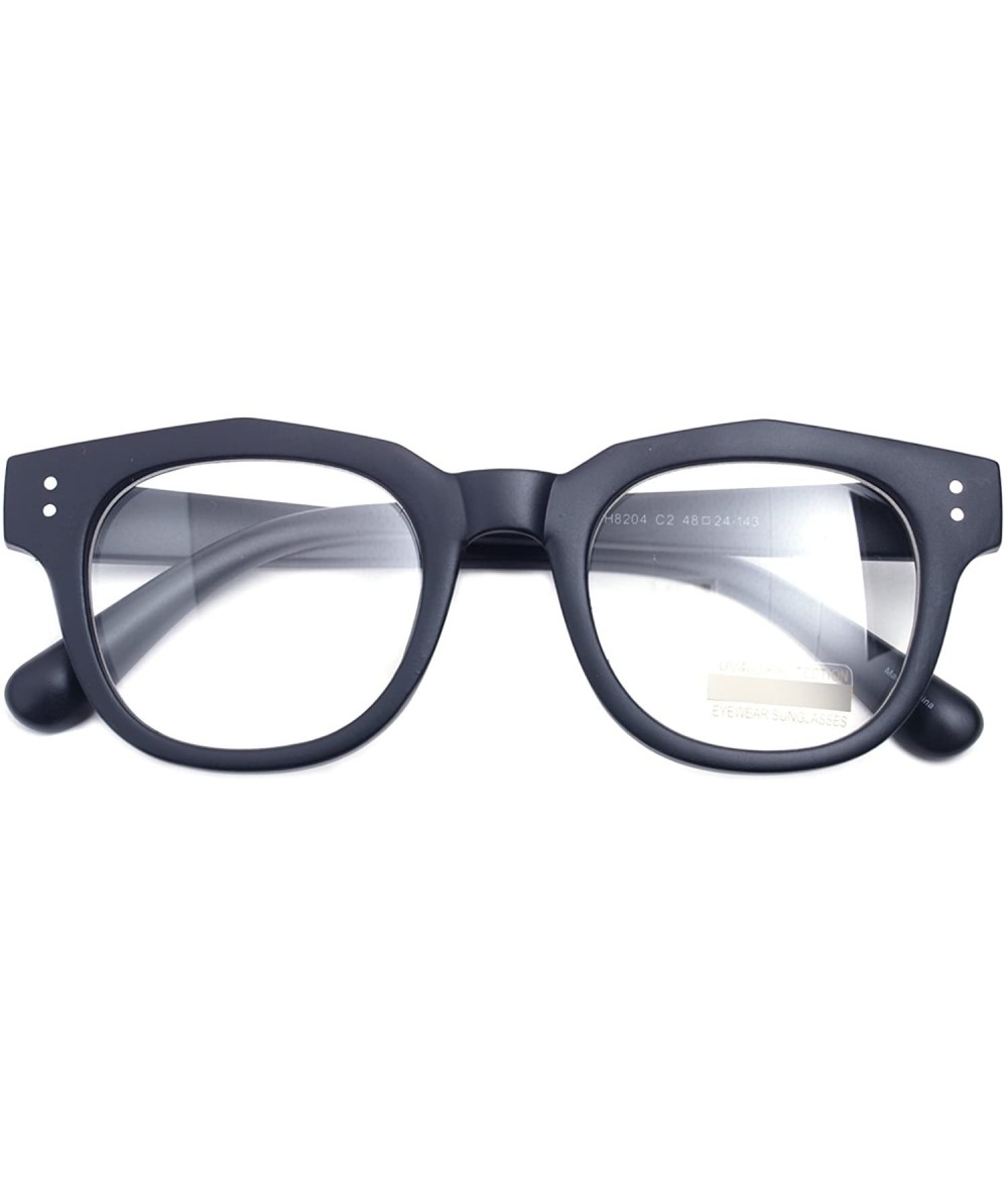 Oversized Oversized Square Thick Horn Rimmed Clear Lens Glasses Rivet Non-prescription Frame - Matt Black 82041 - CV1884K3OAR...