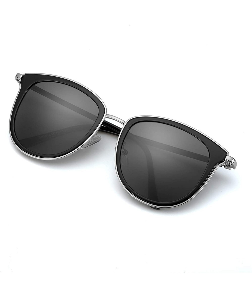 Oversized Polarized Sunglasses Oversized Protection - Black Frame/Grey Polarized Cat Eye Lens - CS18LARO8DT $30.12