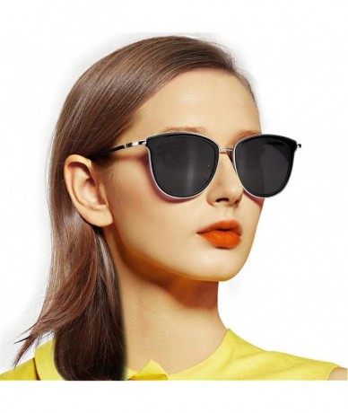 Oversized Polarized Sunglasses Oversized Protection - Black Frame/Grey Polarized Cat Eye Lens - CS18LARO8DT $30.12