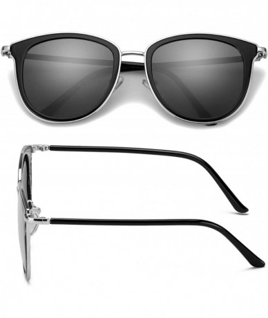 Oversized Polarized Sunglasses Oversized Protection - Black Frame/Grey Polarized Cat Eye Lens - CS18LARO8DT $30.12