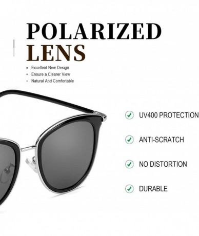 Oversized Polarized Sunglasses Oversized Protection - Black Frame/Grey Polarized Cat Eye Lens - CS18LARO8DT $30.12