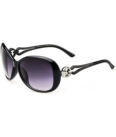 Oval Women Fashion Oval Shape UV400 Framed Sunglasses Sunglasses - Black - CU1960EMHGU $32.43