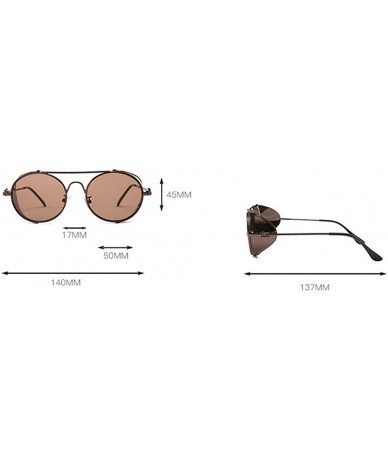 Round personality punk metal sunglasses female 2020 new round fashion retro hip hop men's sunglasses - Tea - C9193MSQZ3I $23.88