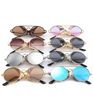 Round personality punk metal sunglasses female 2020 new round fashion retro hip hop men's sunglasses - Tea - C9193MSQZ3I $23.88