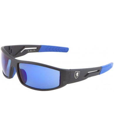 Rimless Slim Sport Wrap Around Sunglasses - Black & Blue Frame - CR18EX37YZC $20.41