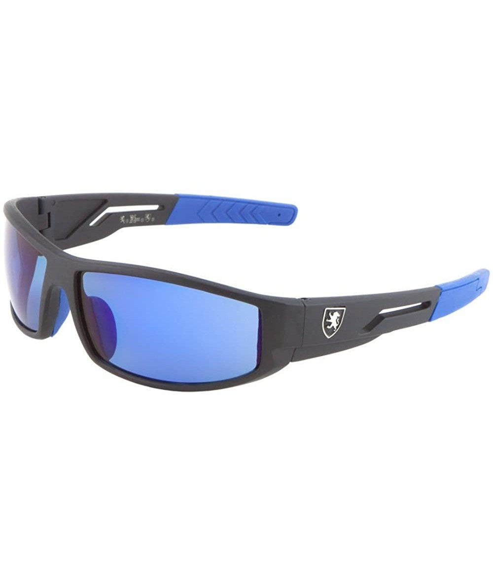 Rimless Slim Sport Wrap Around Sunglasses - Black & Blue Frame - CR18EX37YZC $20.41