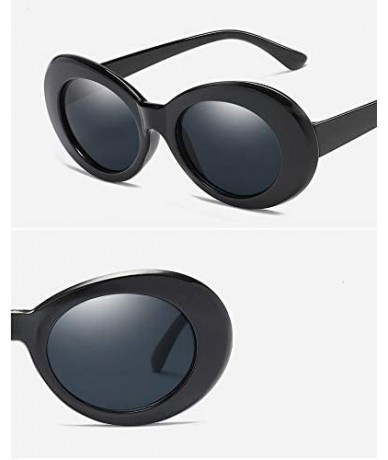 Oval Clout Goggles Kurt Cobain Sunglasses Retro Oval Thick Frame Womens Sunglasses - C1 - CX18TKND8ZK $17.66