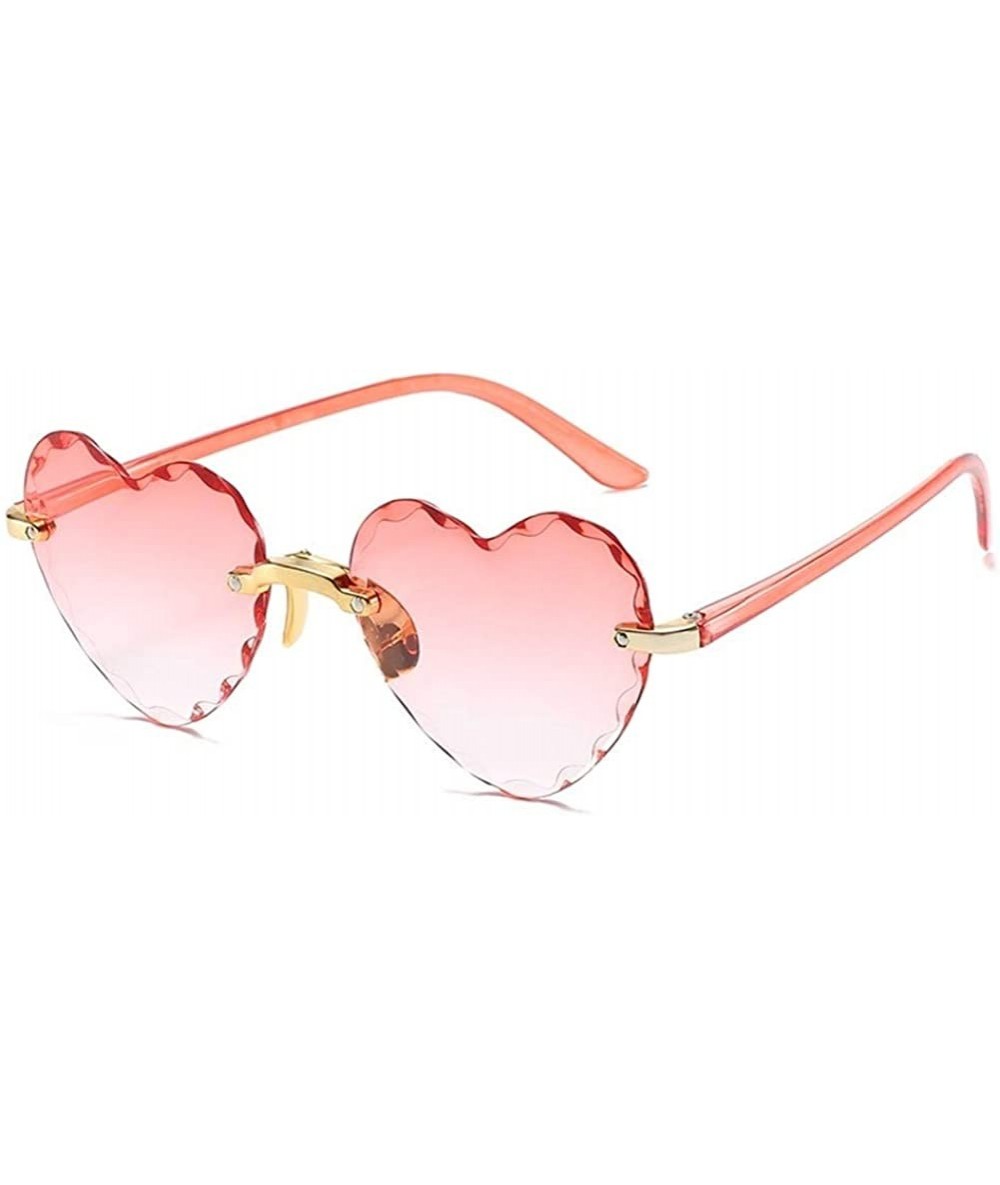 Rimless Heart Shaped Sunglasses for Women Rimless Gradient Lens Sun Glasses Eyeglasses UV400 - Gradual Red Lens - CP1903IISYY...