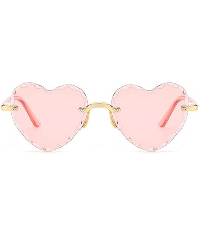 Rimless Heart Shaped Sunglasses for Women Rimless Gradient Lens Sun Glasses Eyeglasses UV400 - Gradual Red Lens - CP1903IISYY...