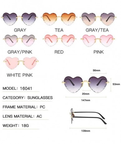 Rimless Heart Shaped Sunglasses for Women Rimless Gradient Lens Sun Glasses Eyeglasses UV400 - Gradual Red Lens - CP1903IISYY...