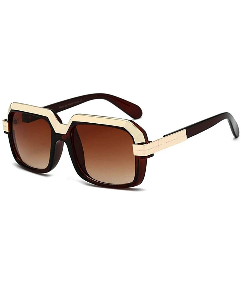 Square Hot Brand Designer Unisex Classic Square Sunglasses Vintage Shades - Brown - CF18M44ZA5G $24.44