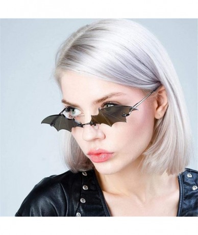 Rimless Women Fire Flame Sunglasses Rimless Wave Sun Glasses Novelty Eye Glasses Eyewear - Bat-black/Gold - CP196R8Z8HI $21.17