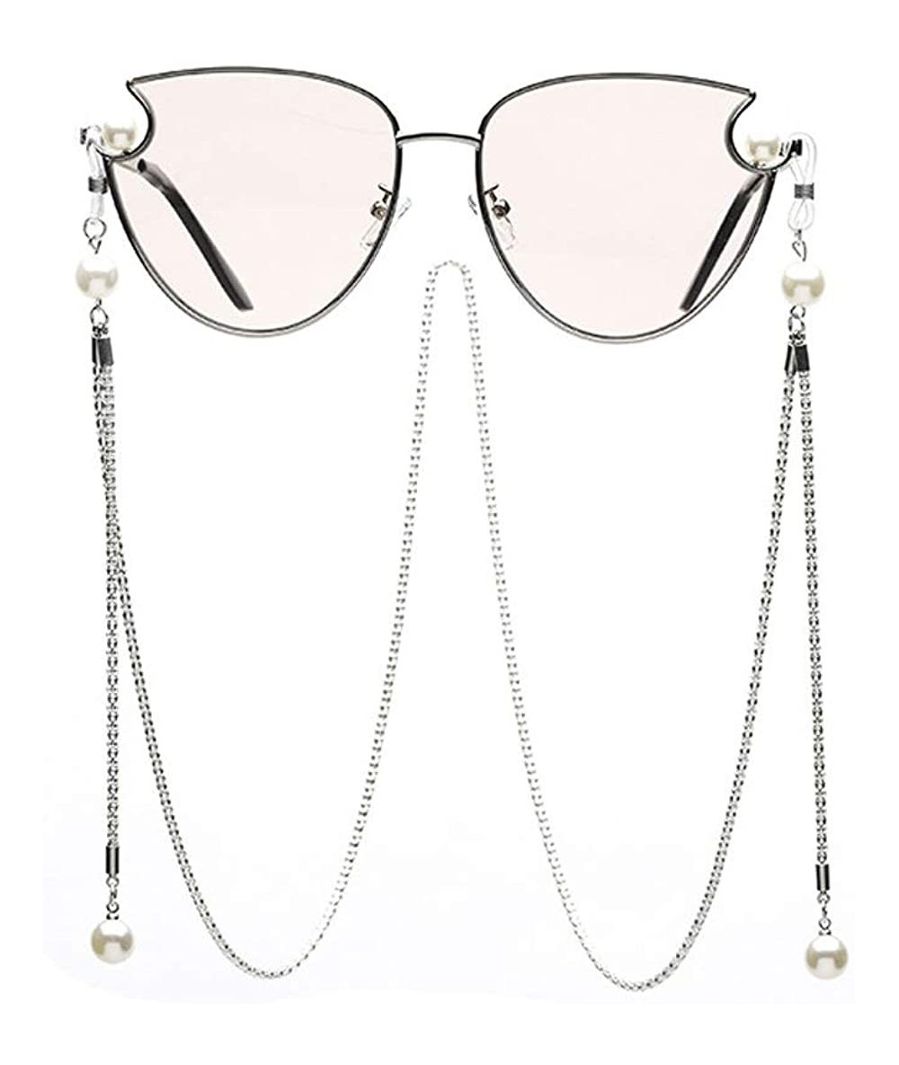 Aviator 2019 fashion metal frame ladies sunglasses - cat eyes with chain sunglasses - C - C018S8IQHO2 $79.42