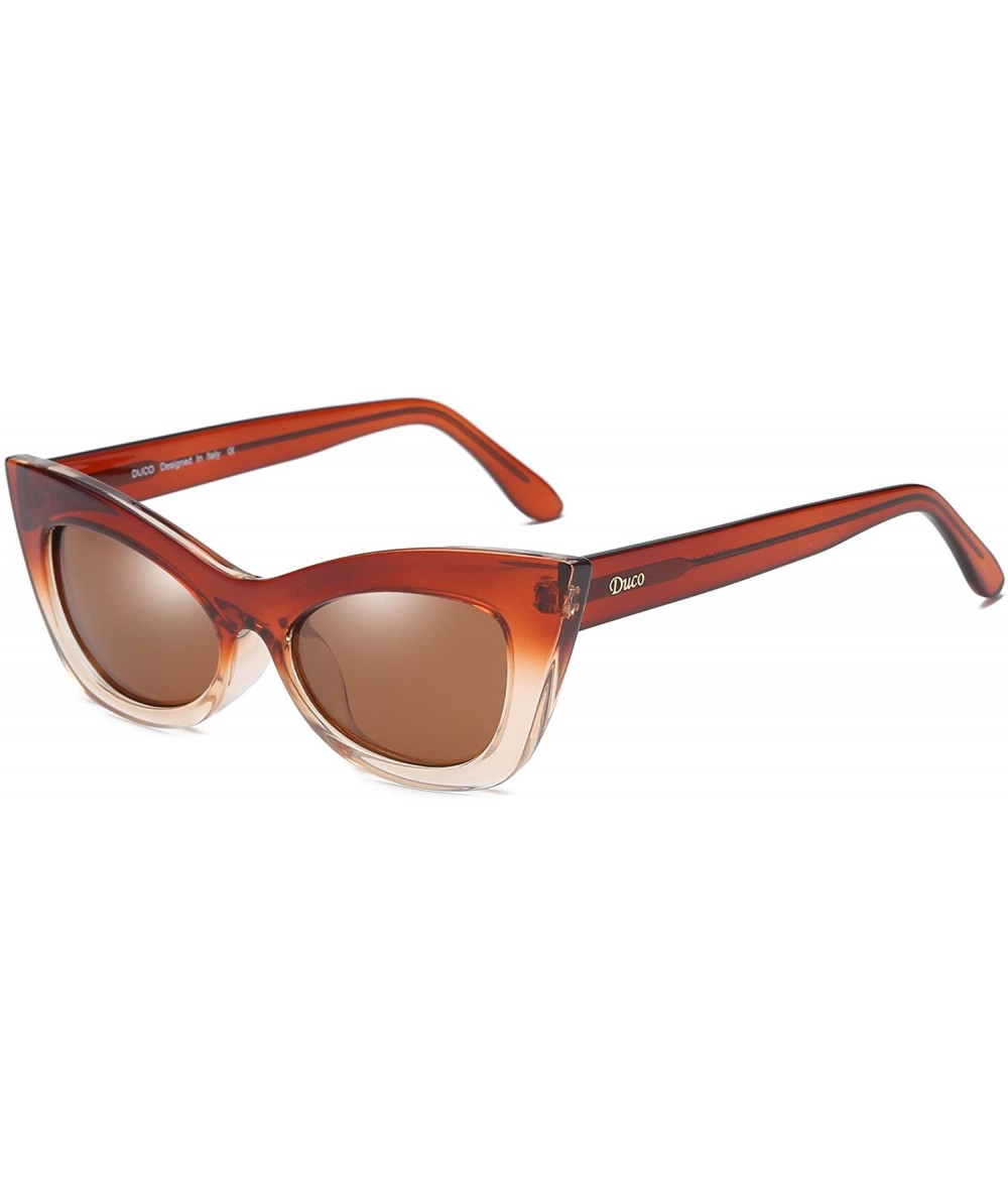 Sport Women Sunglasses Retro Vintage Cateye Sunglasses for Women Polarized Lens W005 - Brown - CE18G7DR8LR $26.51