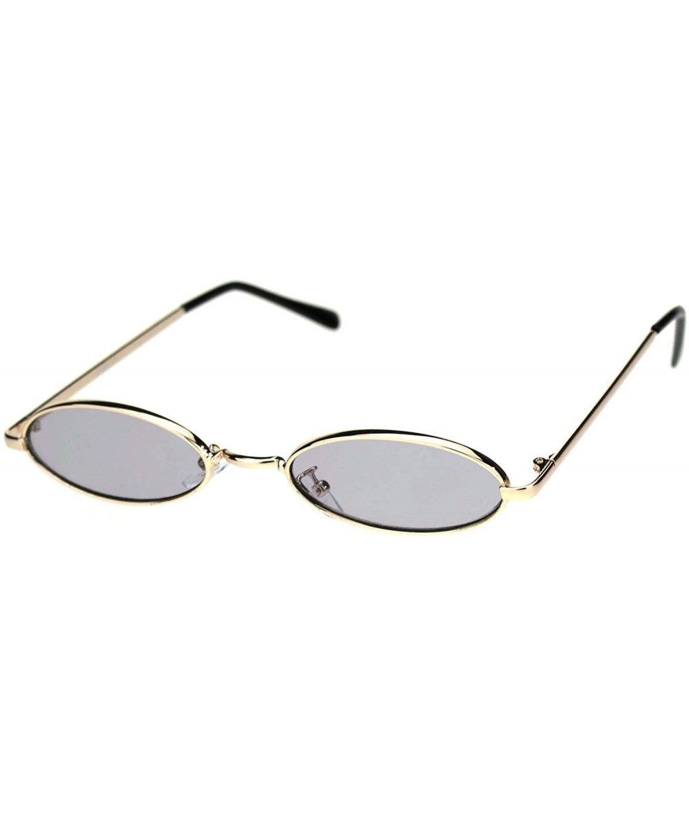 Oval Womens Skinny Oval Sunglasses Thin Narrow Metal Frame Retro UV 400 - Gold (Grey) - CG18ADDTCNU $20.88