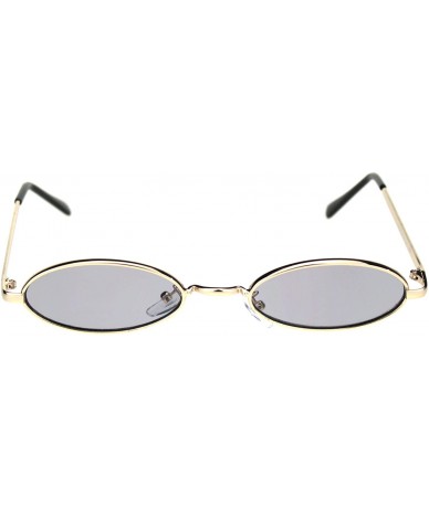 Oval Womens Skinny Oval Sunglasses Thin Narrow Metal Frame Retro UV 400 - Gold (Grey) - CG18ADDTCNU $20.88