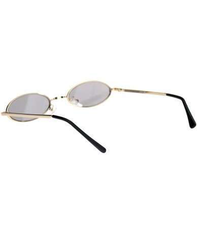 Oval Womens Skinny Oval Sunglasses Thin Narrow Metal Frame Retro UV 400 - Gold (Grey) - CG18ADDTCNU $20.88