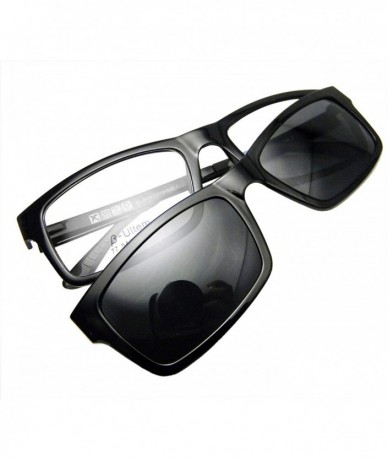 Rectangular Magnetic glasses super light Ultem Polarized clip on sunglasses RX-able 54-18-140 - Black - CK18QNLXMG6 $50.57