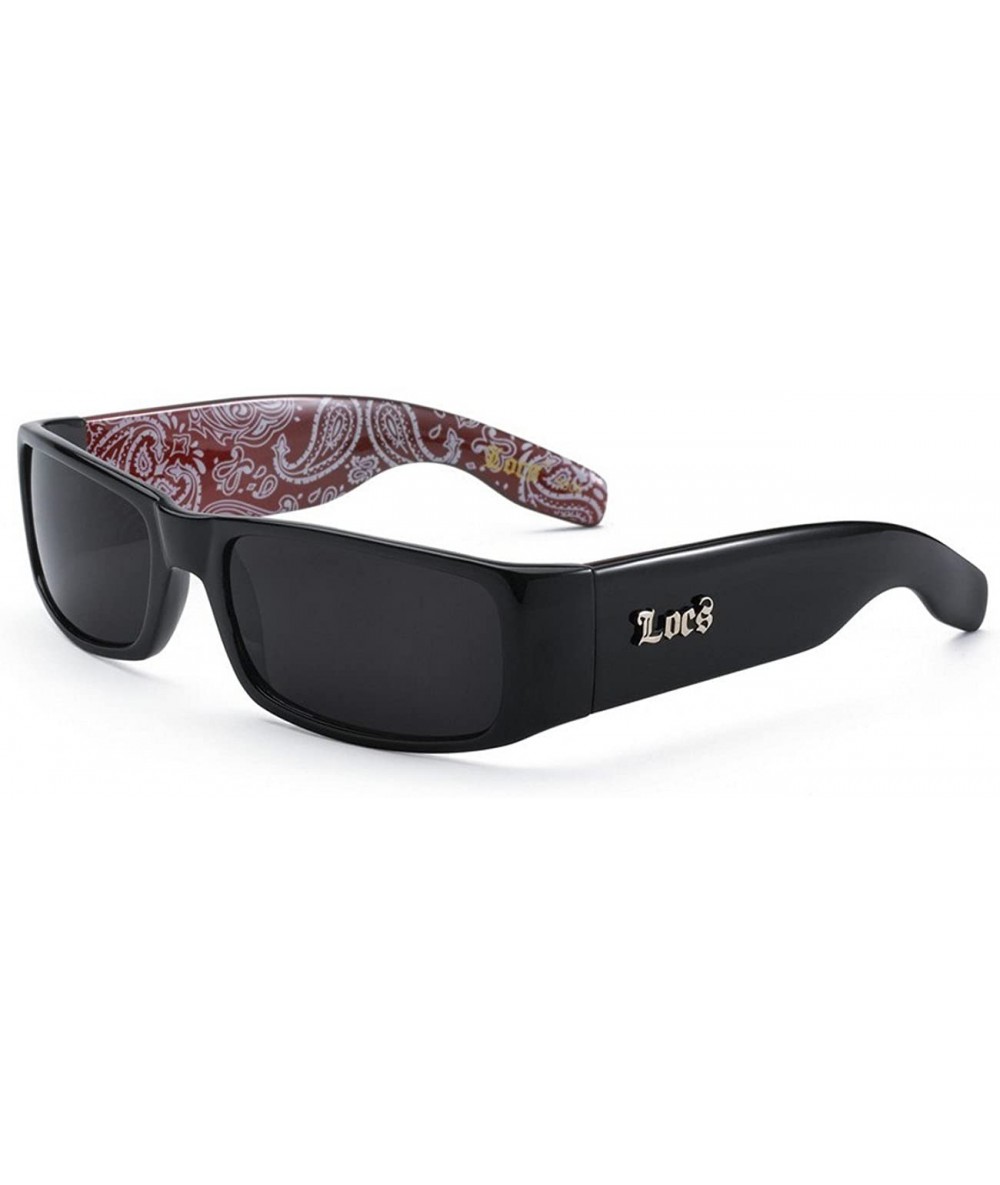 Rectangular 5Zero1 Mens Fashion Hardcore Gangster Cool Shades Bandana Print Two Tone Sunglasses - Black Red - CU11Z086LAV $18.29