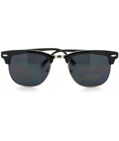 Rimless Classic Iconic Retro Classic Style Half Frame Horn Rimmed Sunglasses - Black/Silver - CS12O6OFZPW $18.65