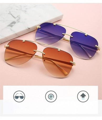 Rimless Pilot Sunglasses for Women Rimless Big Lend Gradient Shade UV Protection - C4 - CP190OI7TXX $22.34