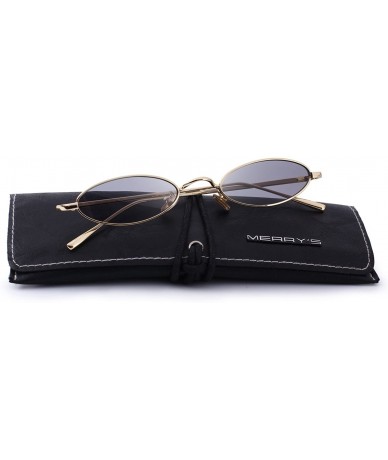 Oval Vintage Slender Oval Gothic Steampunk Women Unisex Sunglasses Small Metal Frame S6119 - Black - C618C7OQ26R $22.53