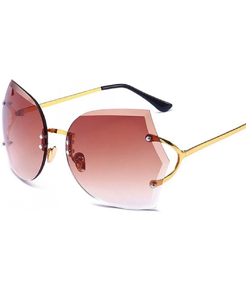 Rimless Fashion Oversized Rimless Sunglasses Women Clear Lens Glasses - D - CK18R5U89M6 $19.01