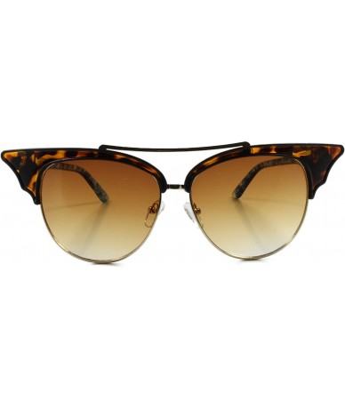 Cat Eye Unique Funky Retro Cat Eye Style Womens Classic Sunglasses Pointy Frame - Tortoise & Brown - CL18SZ6M9KS $23.43