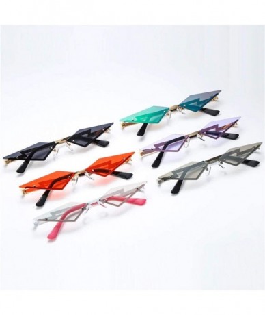 Rimless New Fashion Rimless Sunglasses Women 2020 Cat Eye Frameless Alloy Eyeglasses For Female UV400 Shades - 5 Red - C2198G...