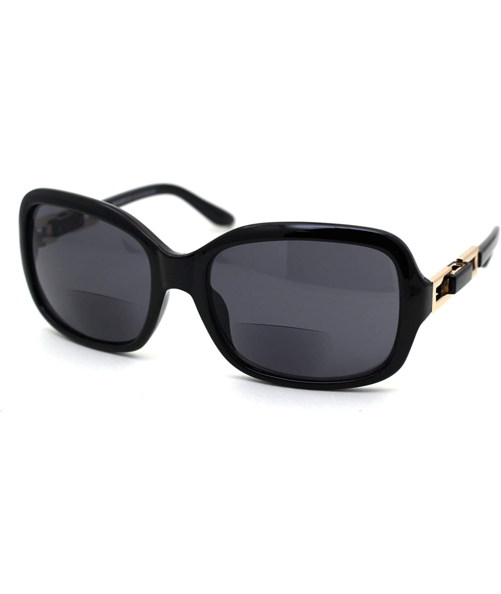 Rectangular Womens Butterfly Designer Fashion Bi-focal Reading Lens Sunglasses - All Black - CF18ZYGWKS9 $23.26