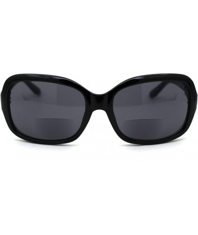 Rectangular Womens Butterfly Designer Fashion Bi-focal Reading Lens Sunglasses - All Black - CF18ZYGWKS9 $23.26