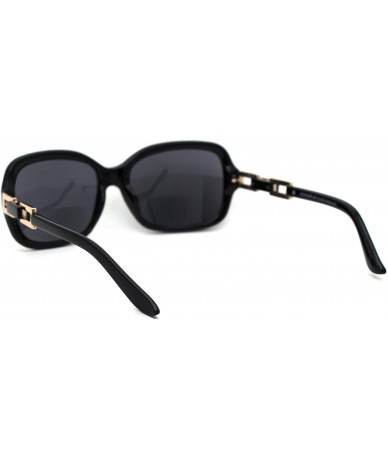 Rectangular Womens Butterfly Designer Fashion Bi-focal Reading Lens Sunglasses - All Black - CF18ZYGWKS9 $23.26