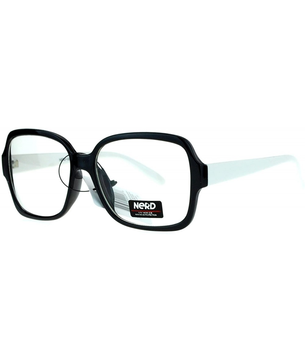 Square Nerd Eyewear Clear Lens Glasses Square Frame Hipster Fashion Eyeglasses - Black White - C3187IE0CQQ $19.45