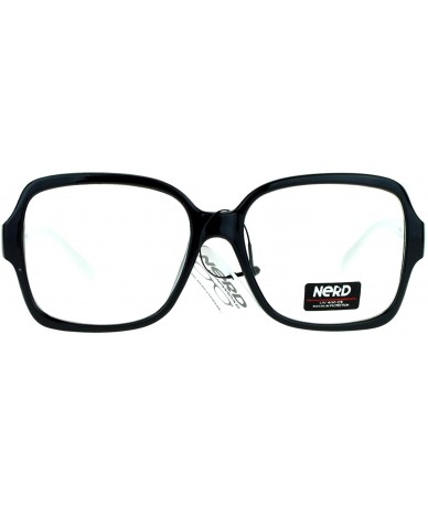 Square Nerd Eyewear Clear Lens Glasses Square Frame Hipster Fashion Eyeglasses - Black White - C3187IE0CQQ $19.45