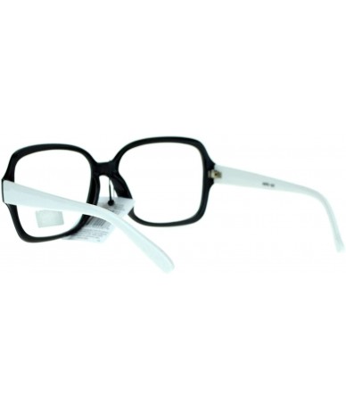 Square Nerd Eyewear Clear Lens Glasses Square Frame Hipster Fashion Eyeglasses - Black White - C3187IE0CQQ $19.45