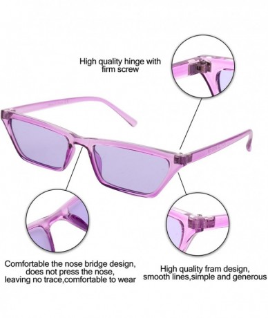 Goggle Small Rectangle Cat Eye Sunglasses for Women Fashion Designer Glasses - Purple - CT18CUKUWUW $19.46