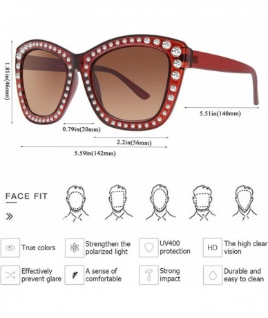 Oversized Women Cat Eye Sunglasses Oversized Sparkling Crystal Thick Frame FW2011 - C2-brown - CX18KGYYARG $34.71