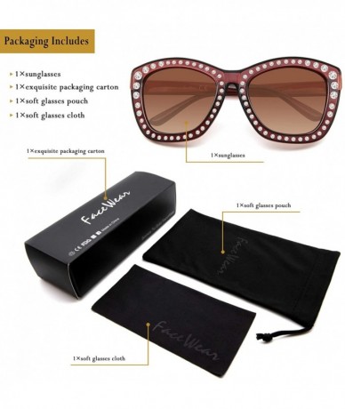 Oversized Women Cat Eye Sunglasses Oversized Sparkling Crystal Thick Frame FW2011 - C2-brown - CX18KGYYARG $34.71