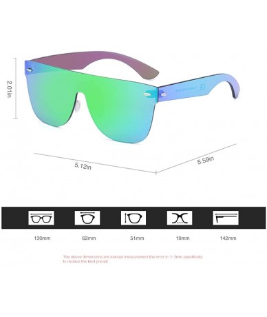 Oversized Oversized Square Rimless Sunglasses Rectangular Mirrored Full Eyewear For Women Men - Green Revo - C0194R4EQR6 $33.32