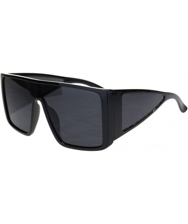 Square Square Boxy Sunglasses Oversized Shield Style Modern Shades UV 400 - Black - CN1956T9EUM $22.86