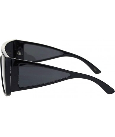 Square Square Boxy Sunglasses Oversized Shield Style Modern Shades UV 400 - Black - CN1956T9EUM $22.86