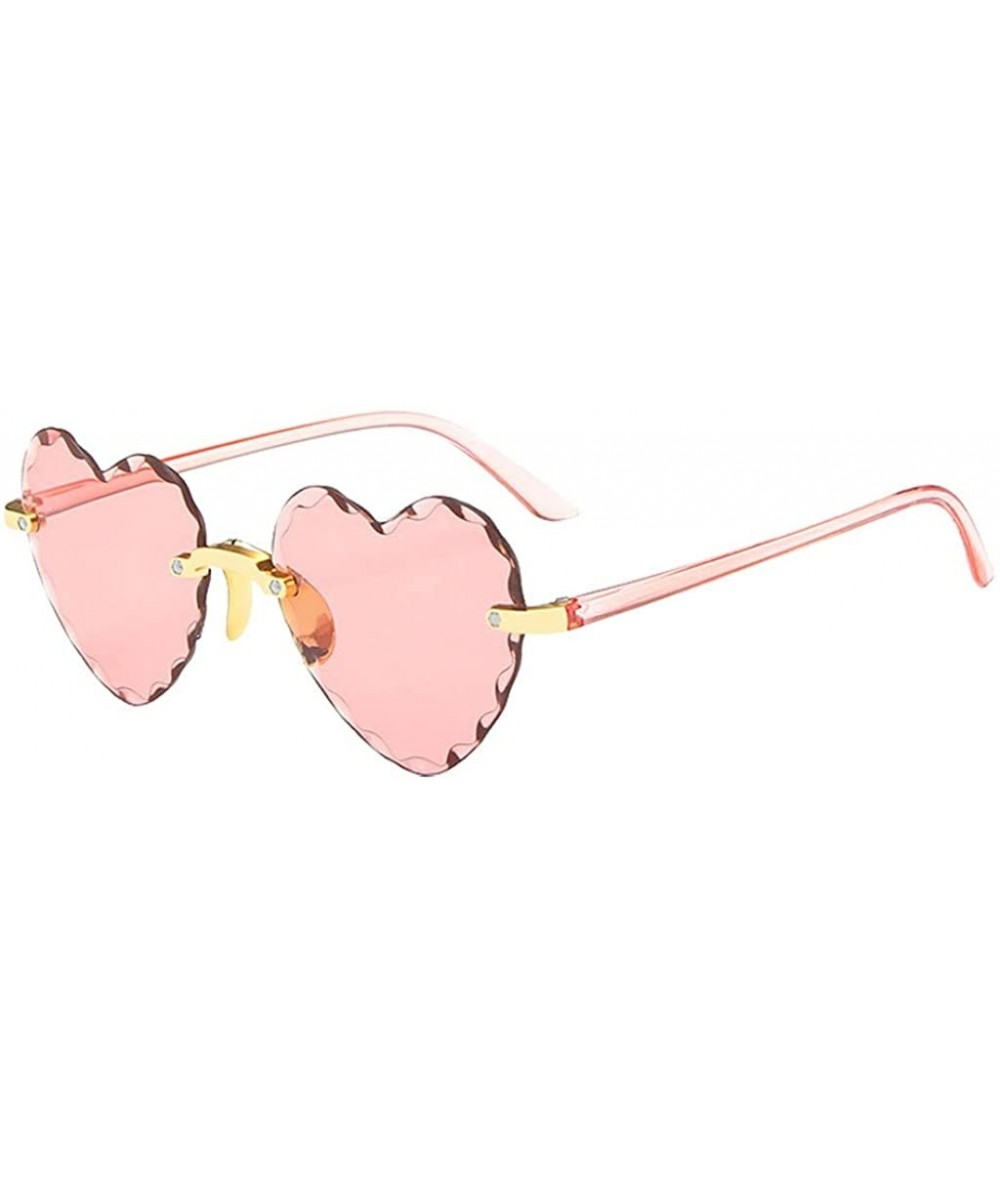 Rimless Fashion Men Women Sunglasses Outdoor Travel Beach Heart Shaped Frameless Eyewear - G - CO190HR40SG $18.92