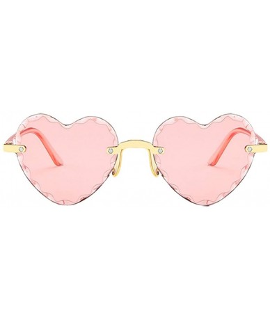 Rimless Fashion Men Women Sunglasses Outdoor Travel Beach Heart Shaped Frameless Eyewear - G - CO190HR40SG $18.92